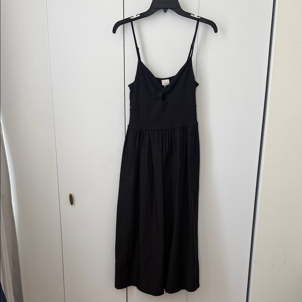 Black Spaghetti Strap Midi Dress